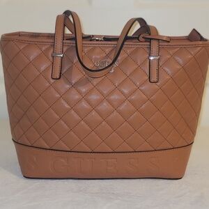 GUESS Quilted Brown Tote Bag